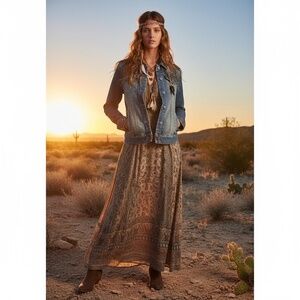 PARASUCO Embellished Distressed Denim Jacket Rhinestones Studded Pockets X-Small